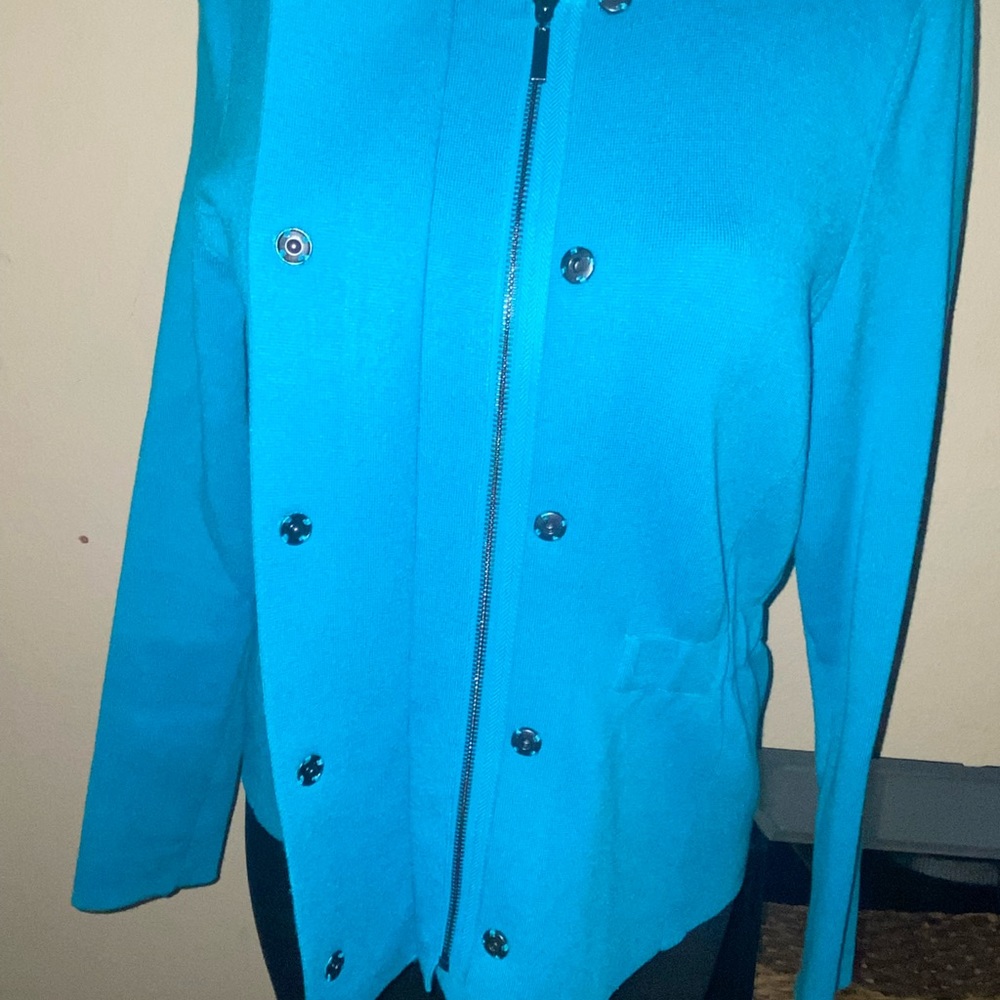 Carlisle Teal Sweater Jacket long sleeve